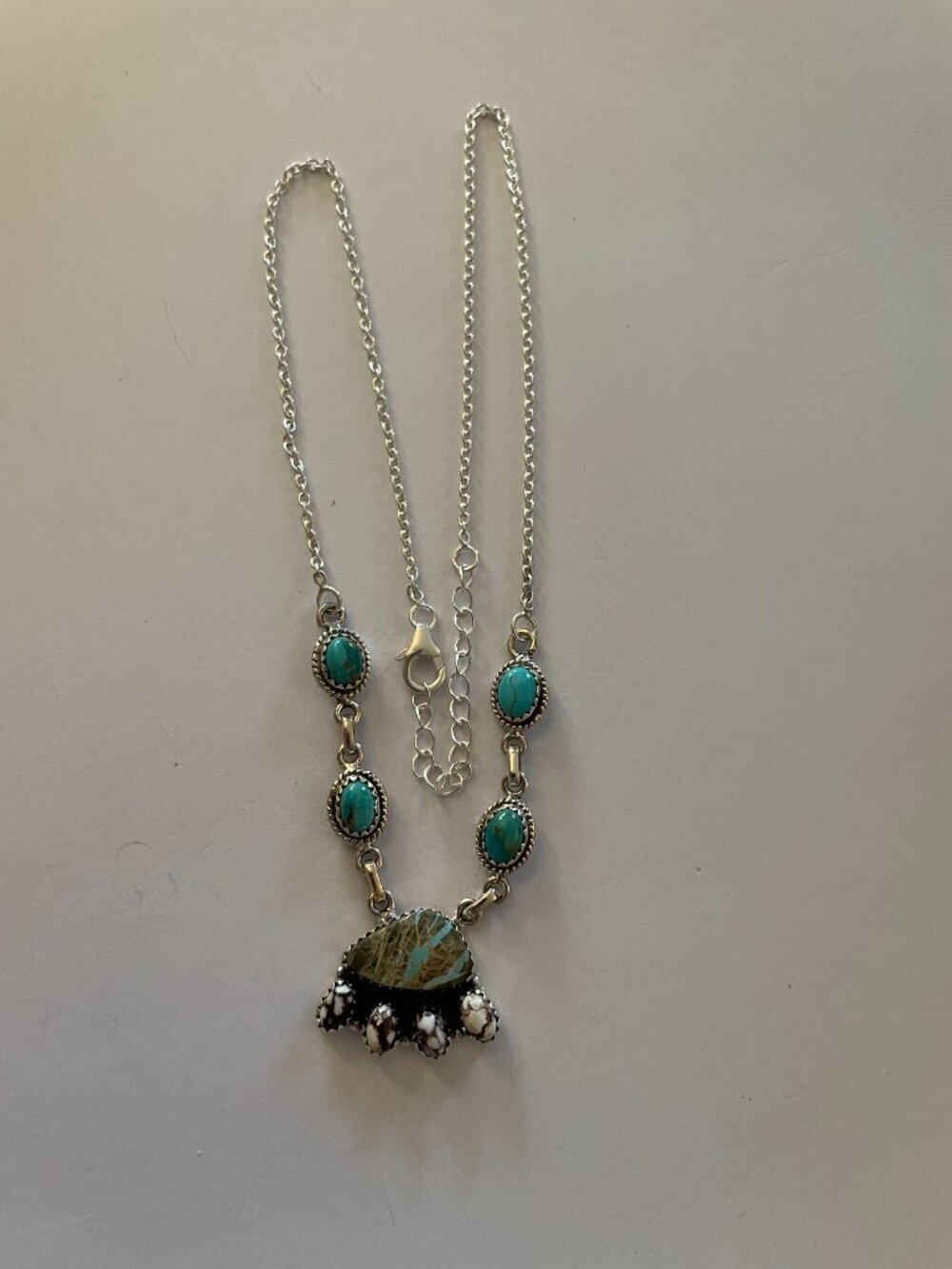 NEW Sterling Silver Necklace Turquoise Dainty Minimalist Lightweight 16.5-18.5" - Picture 3 of 12